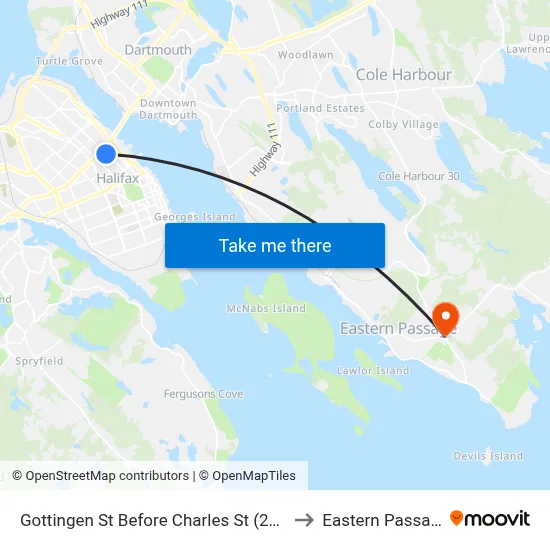 Gottingen St Before Charles St (2327) to Eastern Passage map