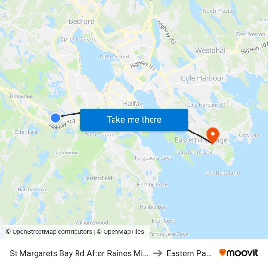 St Margarets Bay Rd After Raines Mill Rd (2328) to Eastern Passage map