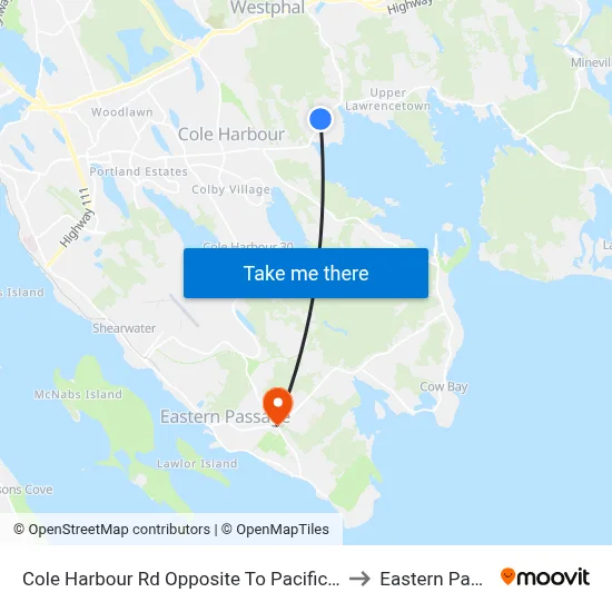 Cole Harbour Rd Opposite To Pacific Ave (2342) to Eastern Passage map