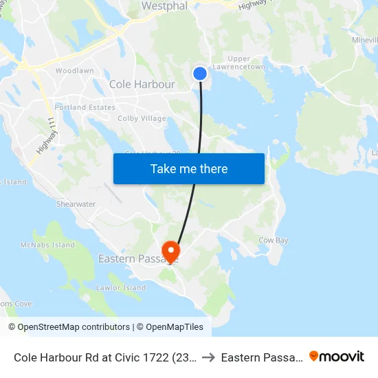Cole Harbour Rd at Civic 1722 (2343) to Eastern Passage map