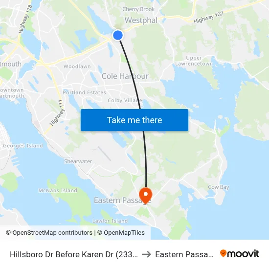 Hillsboro Dr Before Karen Dr (2331) to Eastern Passage map
