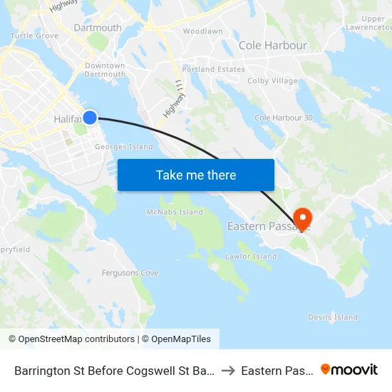 Barrington St Before Cogswell St  Bay 2 (2348) to Eastern Passage map