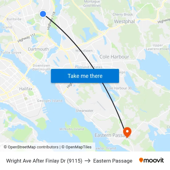Wright Ave After Finlay Dr (9115) to Eastern Passage map