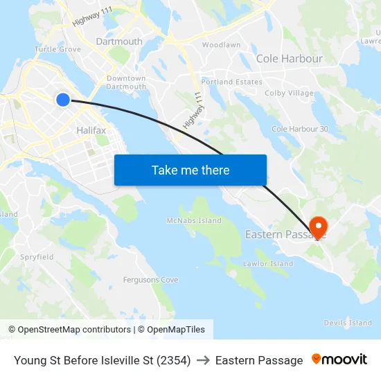 Young St Before Isleville St (2354) to Eastern Passage map