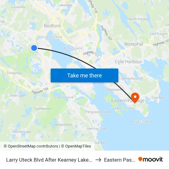Larry Uteck Blvd After Kearney Lake Rd (6298) to Eastern Passage map