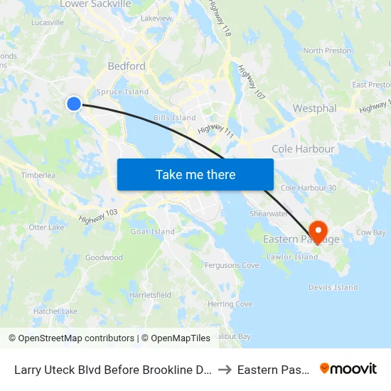 Larry Uteck Blvd Before Brookline Dr (2367) to Eastern Passage map