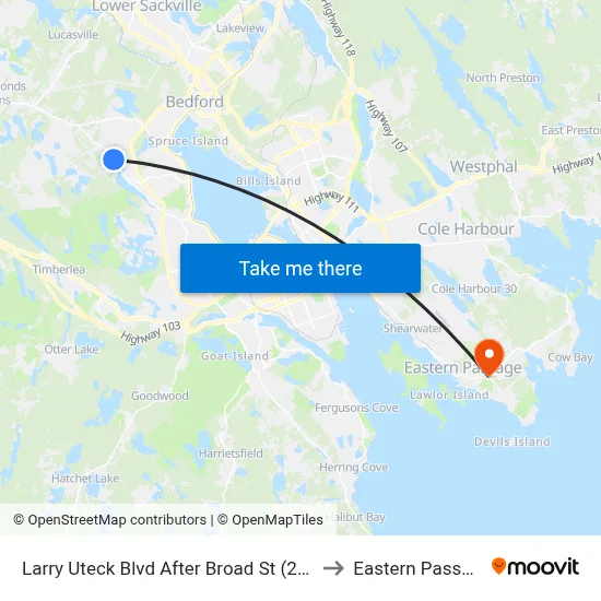 Larry Uteck Blvd After Broad St  (2368) to Eastern Passage map