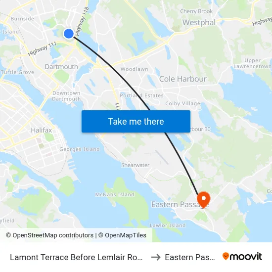 Lamont Terrace Before Lemlair Row (8054) to Eastern Passage map
