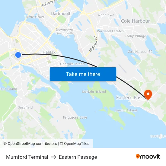 Mumford Terminal to Eastern Passage map