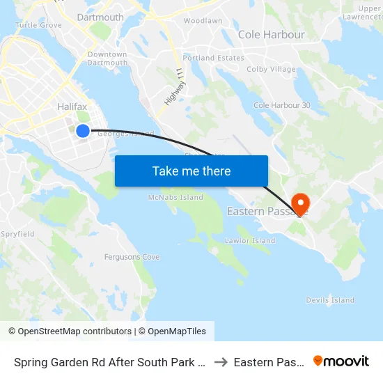 Spring Garden Rd After South Park St (8322) to Eastern Passage map