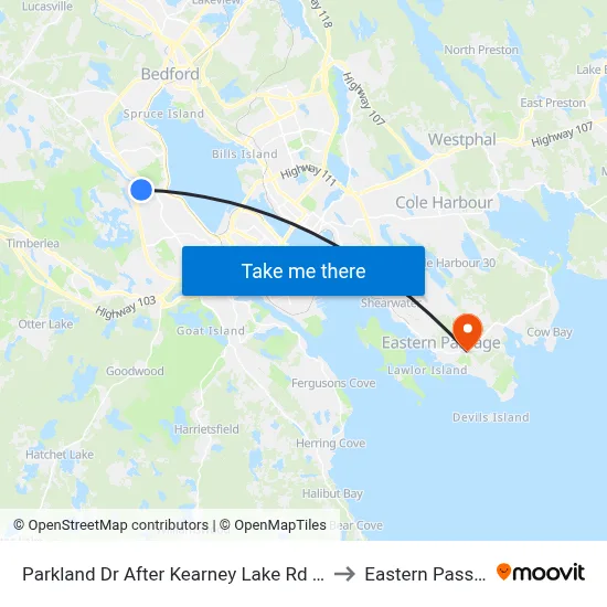 Parkland Dr After Kearney Lake Rd (9043) to Eastern Passage map