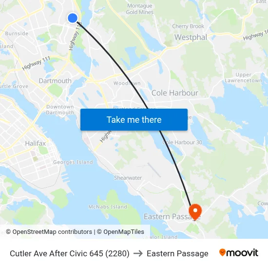 Cutler Ave After Civic 645 (2280) to Eastern Passage map