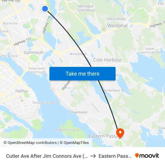 Cutler Ave After Jim Connors Ave (2281) to Eastern Passage map
