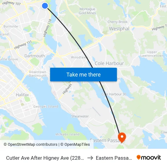 Cutler Ave After Higney Ave (2282) to Eastern Passage map