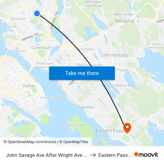 John Savage Ave After Wright Ave (2287) to Eastern Passage map