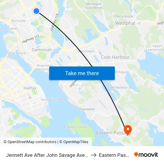Jennett Ave After John Savage Ave (2288) to Eastern Passage map
