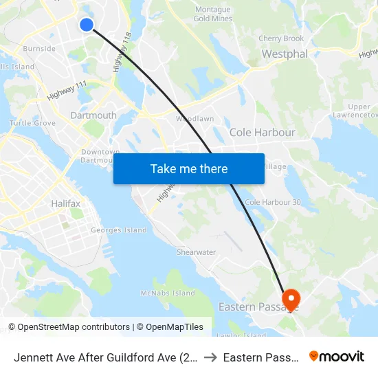 Jennett Ave After Guildford Ave (2289) to Eastern Passage map