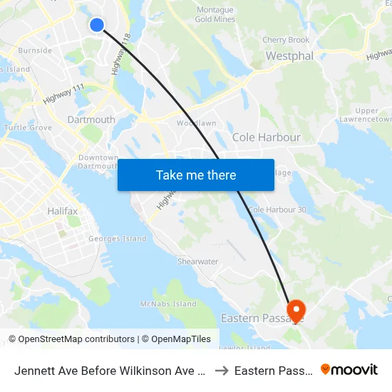 Jennett Ave Before Wilkinson Ave (2290) to Eastern Passage map