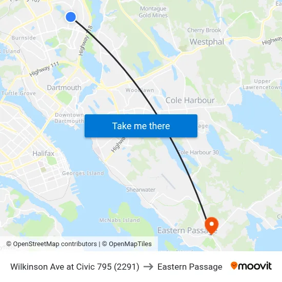 Wilkinson Ave at Civic 795 (2291) to Eastern Passage map