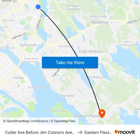 Cutler Ave Before Jim Connors Ave (2295) to Eastern Passage map