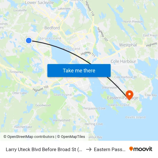 Larry Uteck Blvd Before Broad St (2309) to Eastern Passage map