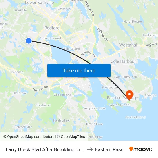 Larry Uteck Blvd After Brookline Dr (2310) to Eastern Passage map