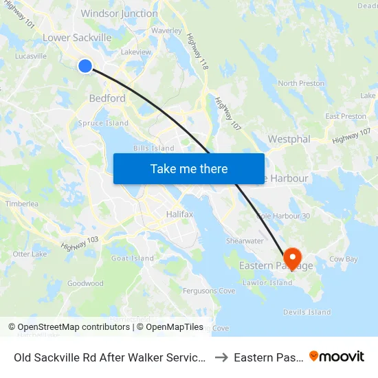 Old Sackville Rd After Walker Service Rd (2050) to Eastern Passage map