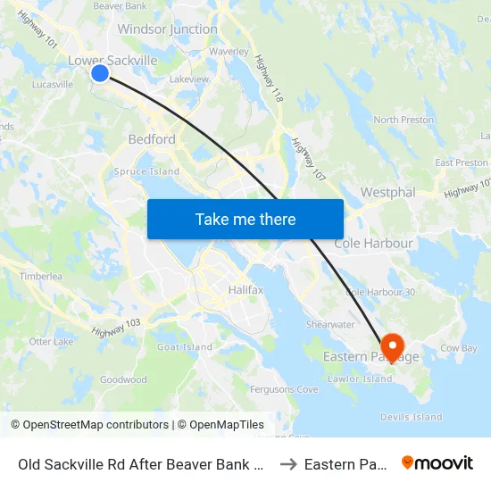 Old Sackville Rd After Beaver Bank Conn (2054) to Eastern Passage map