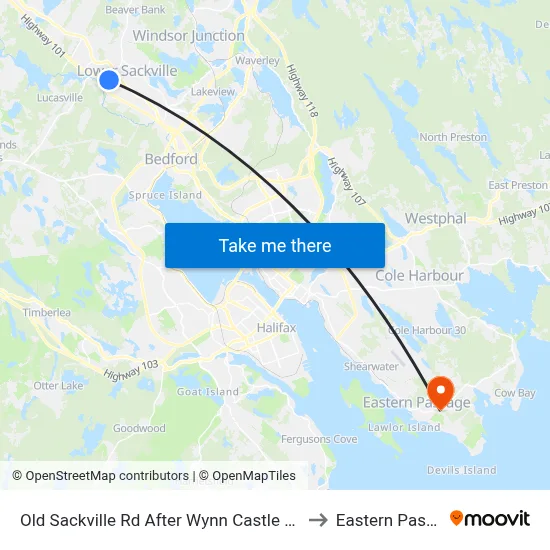 Old Sackville Rd After Wynn Castle Dr (2055) to Eastern Passage map
