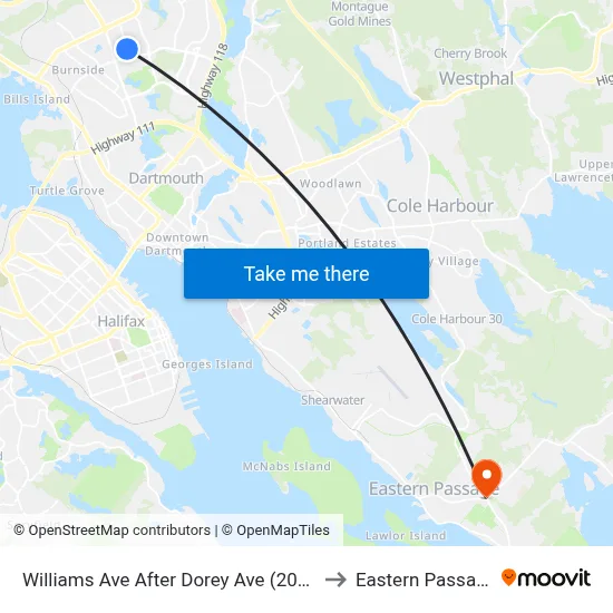 Williams Ave After Dorey Ave (2088) to Eastern Passage map