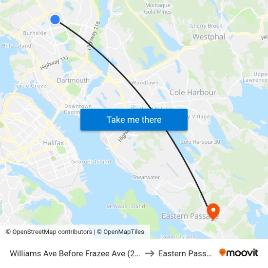 Williams Ave Before Frazee Ave (2089) to Eastern Passage map