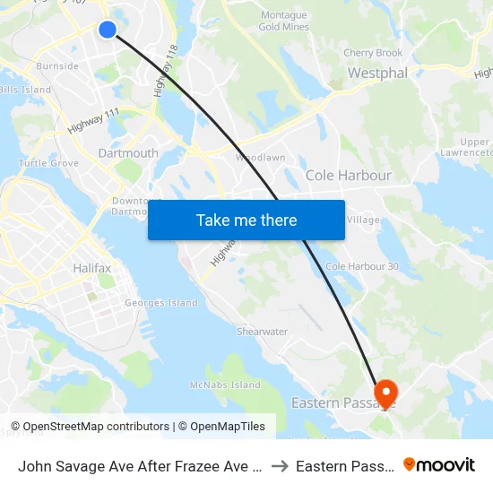 John Savage Ave After Frazee Ave (2091) to Eastern Passage map