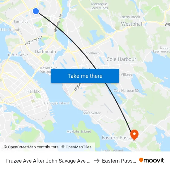 Frazee Ave After John Savage Ave (2093) to Eastern Passage map