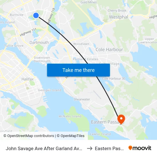 John Savage Ave After Garland Ave (2099) to Eastern Passage map