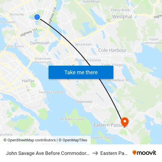 John Savage Ave Before Commodore Dr (2100) to Eastern Passage map