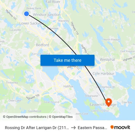 Rossing Dr After Larrigan Dr (2115) to Eastern Passage map