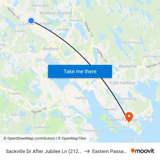 Sackville Dr After Jubilee Ln (2121) to Eastern Passage map