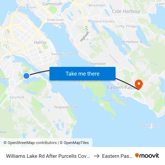 Williams Lake Rd After Purcells Cove Rd (2156) to Eastern Passage map