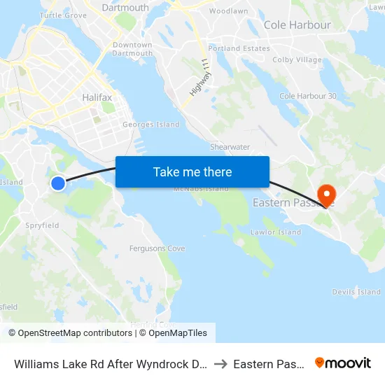 Williams Lake Rd After Wyndrock Dr (2157) to Eastern Passage map