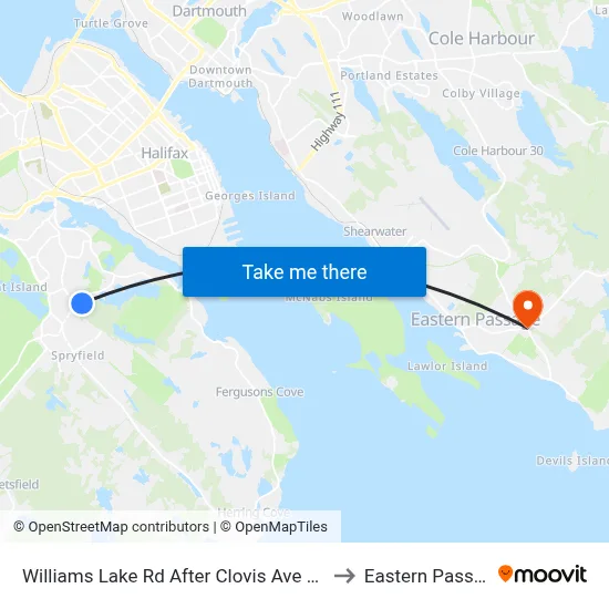 Williams Lake Rd After Clovis Ave (2159) to Eastern Passage map