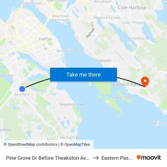 Pine Grove Dr Before Theakston Ave (2161) to Eastern Passage map