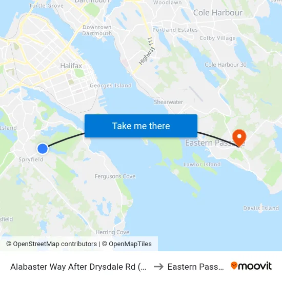 Alabaster Way After Drysdale Rd (2163) to Eastern Passage map