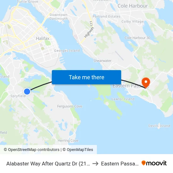 Alabaster Way After Quartz Dr (2164) to Eastern Passage map