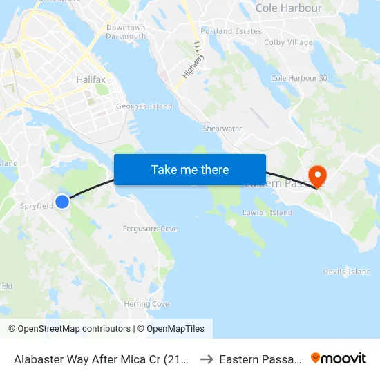 Alabaster Way After Mica Cr (2165) to Eastern Passage map