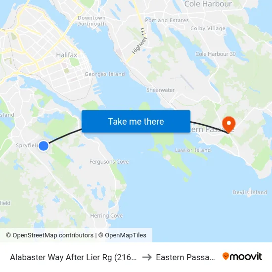 Alabaster Way After Lier Rg (2166) to Eastern Passage map