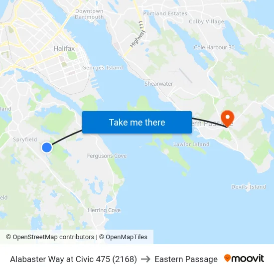 Alabaster Way at Civic 475 (2168) to Eastern Passage map