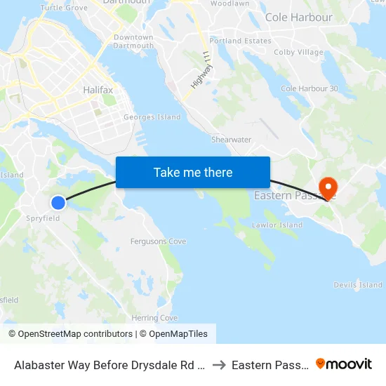 Alabaster Way Before Drysdale Rd (2173) to Eastern Passage map