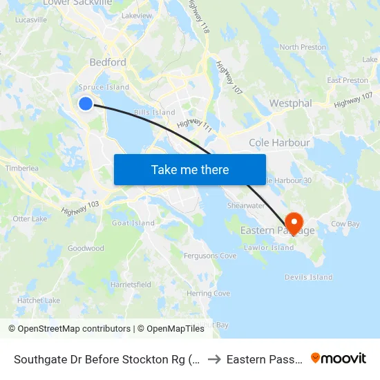Southgate Dr Before Stockton Rg (2195) to Eastern Passage map