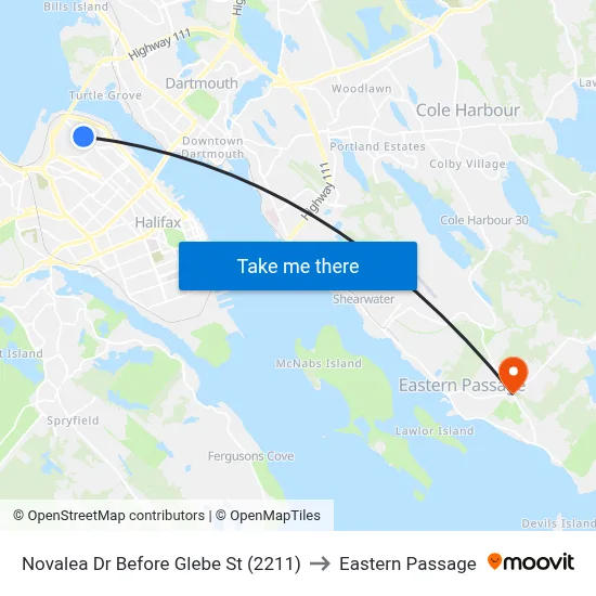 Novalea Dr Before Glebe St (2211) to Eastern Passage map