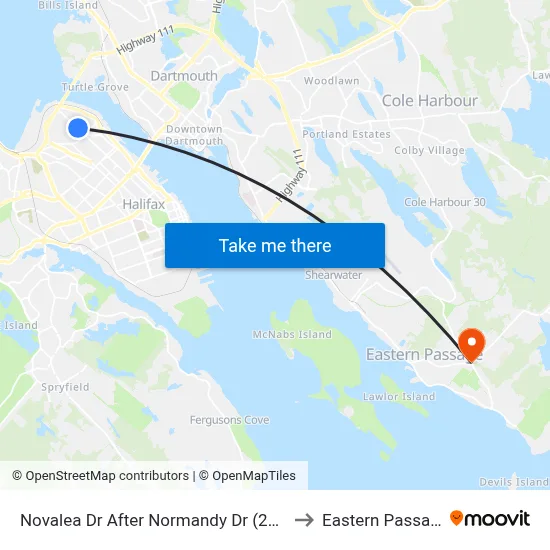 Novalea Dr After Normandy Dr (2215) to Eastern Passage map